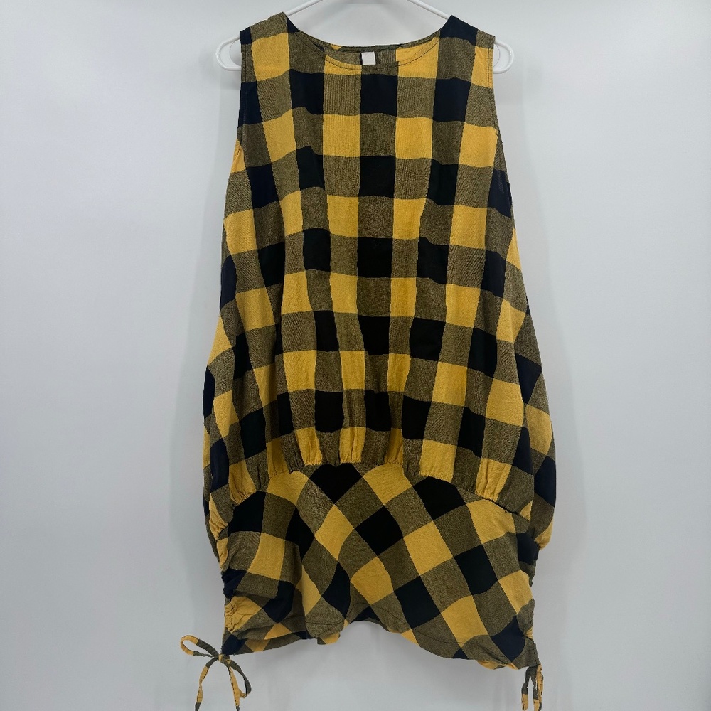 Wendy Trendy Dress Women One Size Yellow Plaid Sleeveless Y2K Cottage Grunge